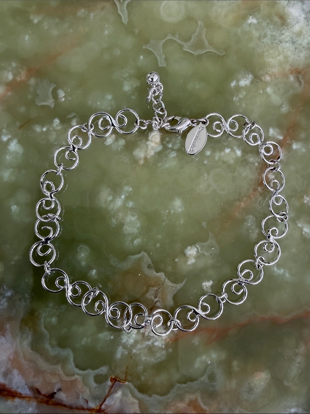 Panama Jack Silver Tone Spiral Anklet